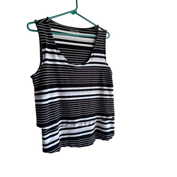 Latched Mama Tops - Latched Mama Nursing Tank Top Black White Striped Maternity Plus Size 3X